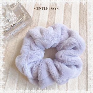 Soft and Cozy Fuzzy Fur Scrunchie in Bluish Purple
